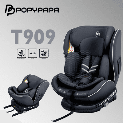 Karrige për makinë Popypapa T909, 360°, ISOFIX, e zezë