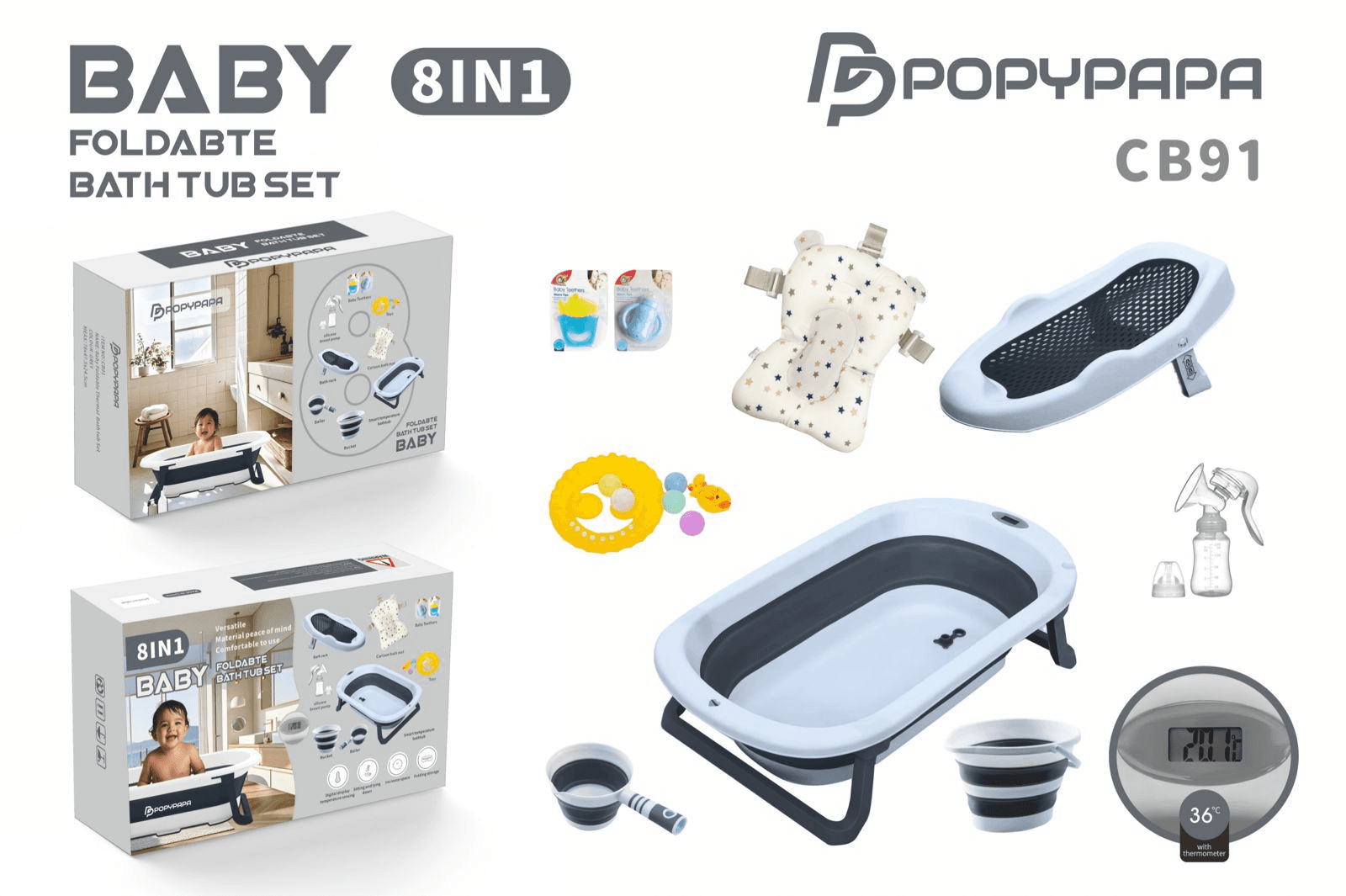 Set vaskë PopyPapa CB91, 8 në 1, i kaltër
