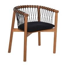 KARRIGE NGRËNIE ME KRAHË ADAMA HM6131 DRU TEAK NË NGJYRË NATYRALE–LITAR & JASTËK NË TË ZEZË 64x51x73Hcm.