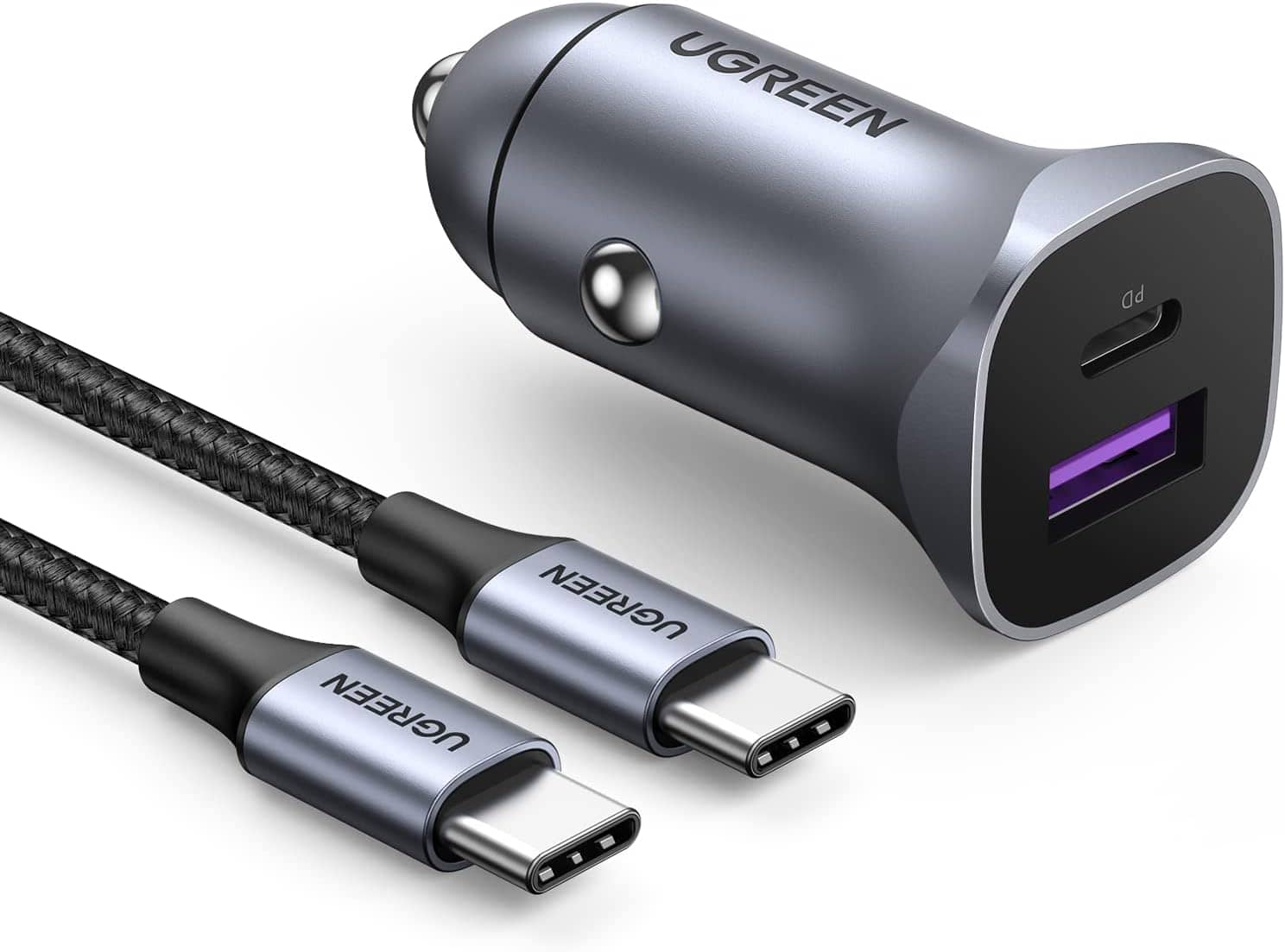 UGREEN 42.5W CAR CHARGER ALU CASE (DARK BLUE)