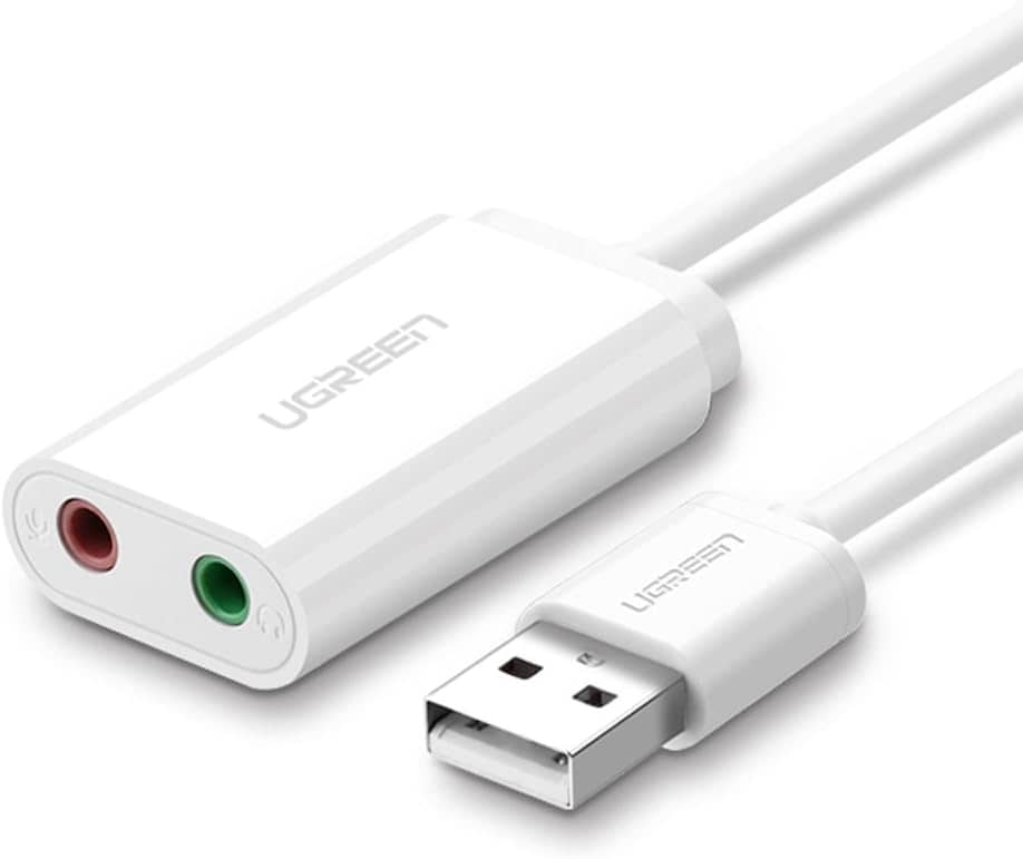 UGREEN USB 2.0 EXTERNAL SOUND ADAPTER (WHITE)