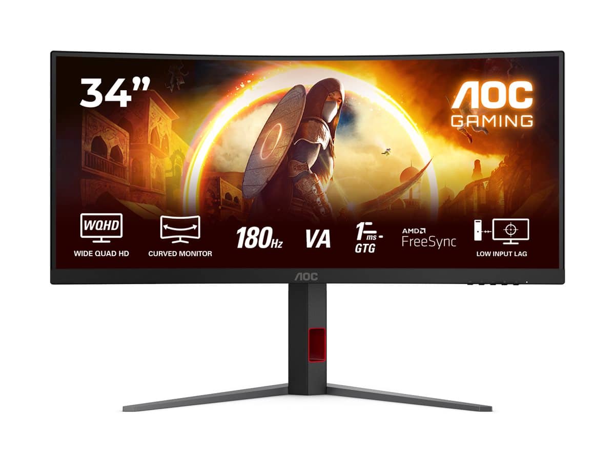 AOC CU34G4 | Gaming Curved, Quad HD Monitor 34 Inches, 180 Hz, 1 ms, HDR10, 2560x1440, 1