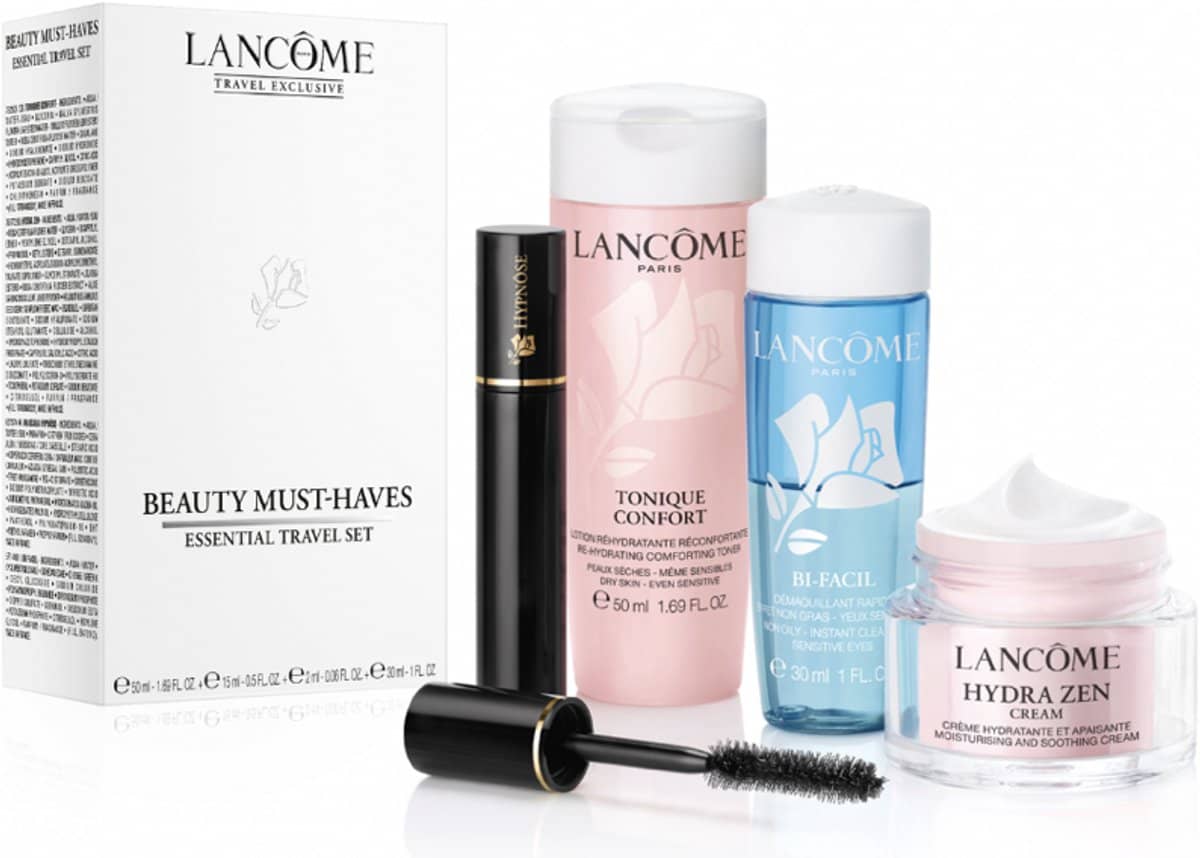 LANCOME SET: ANTI STRESS CREAM SPF15 15ML + CONFORT TONIQUE 50ML+ BI-FACIL MAKE-UP REMOVER 30ML + MASCARA N01 BLK 2M