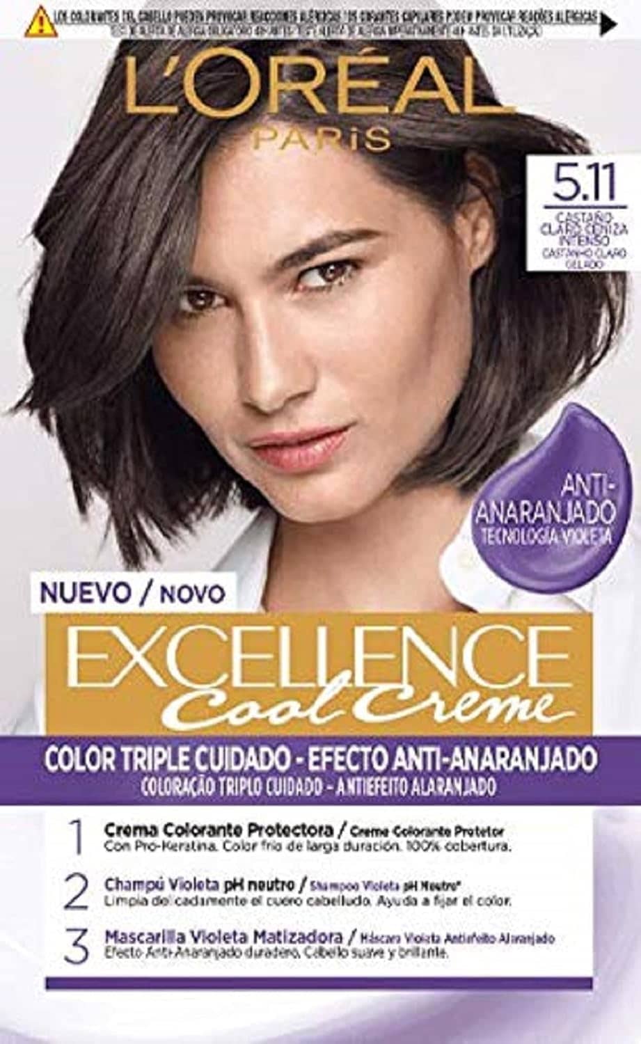 L'Oreal Paris Excellence Cool Creme Permanent Dye, Shade 5.11 Light Brown Deep Ash