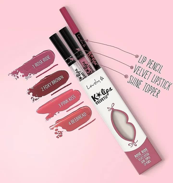 Set për buzë Lovely K*LIPS VELVET, Nr. 3 PINK KISS