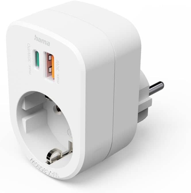 Hama multi prizë, 1 USB-C PD, USB-A, 1 kontakt mbrojtës, 30 W