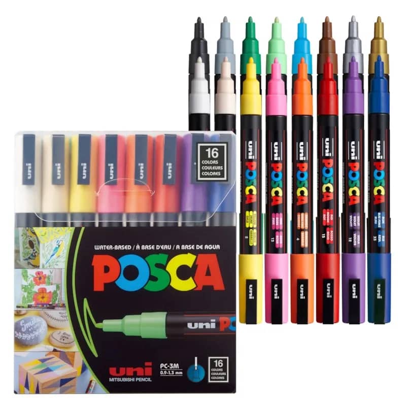 UNI-MARKER SET POSCA pc-5m BASIC COLORS 16/1