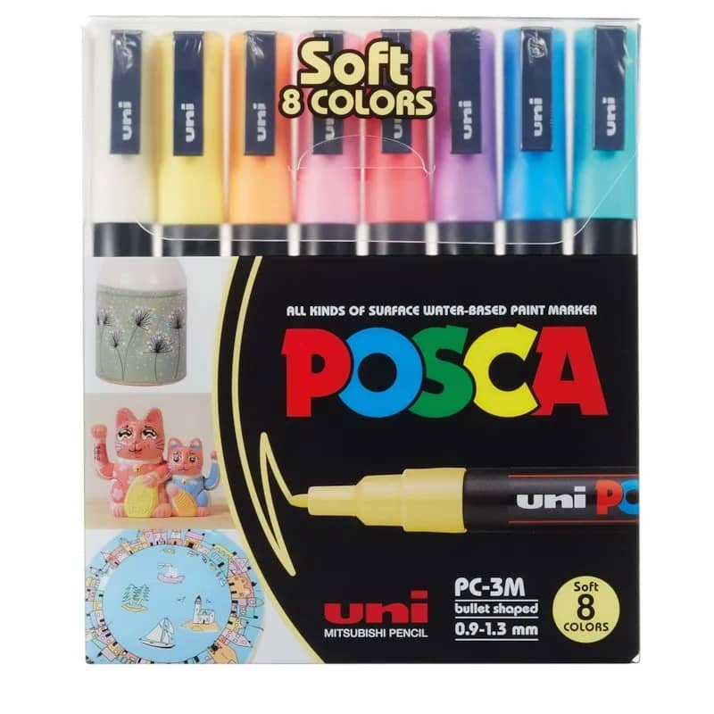 UNI-MARKER SET POSCA pc-3m PASTEL COLORS 8/1