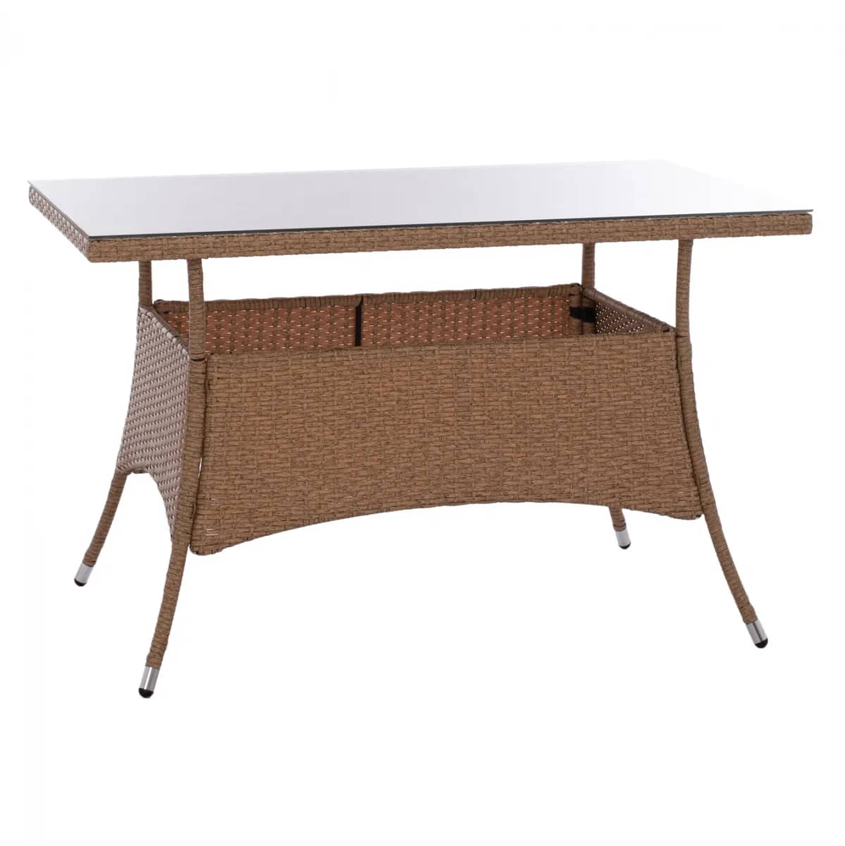 Trapizer për ambiente të jashtme “Military Rattan” HM5141.32 Metalik – Bezh-Kafe 120x70x75H cm