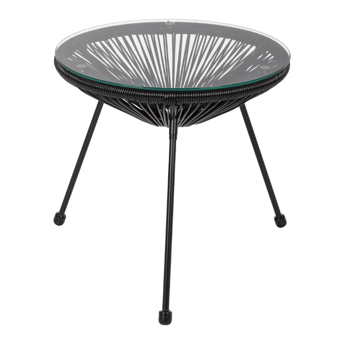 TAVOLINË ANËSORE ALLEGRA PËR PROFESIONISTË METAL I ZEZË DHE RATTAN I ZEZË HM5874.01 D47x45H cm