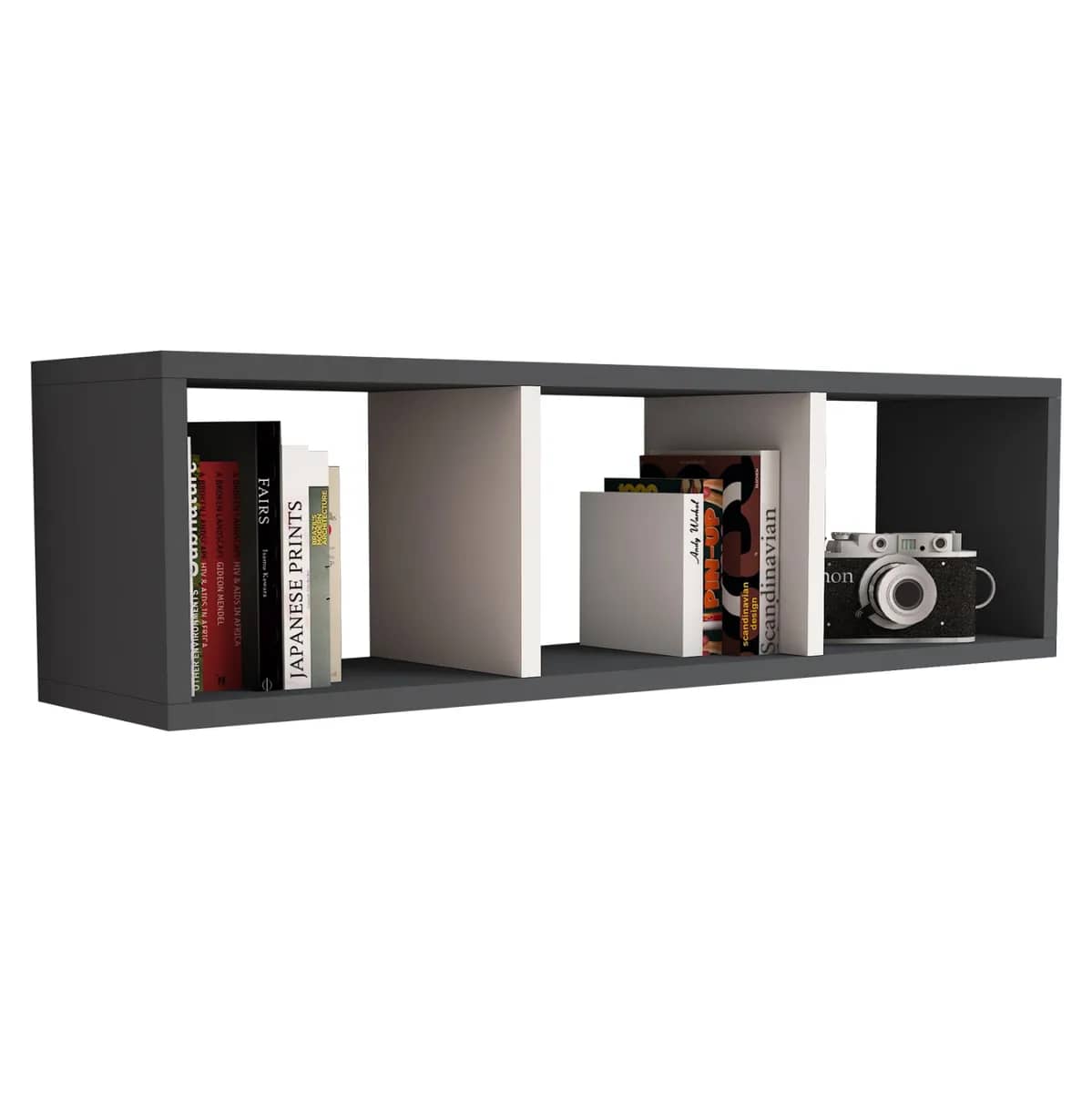 Raft muri melamine HM9228.13 – Gri & E Bardhë 90x22x25,6H cm