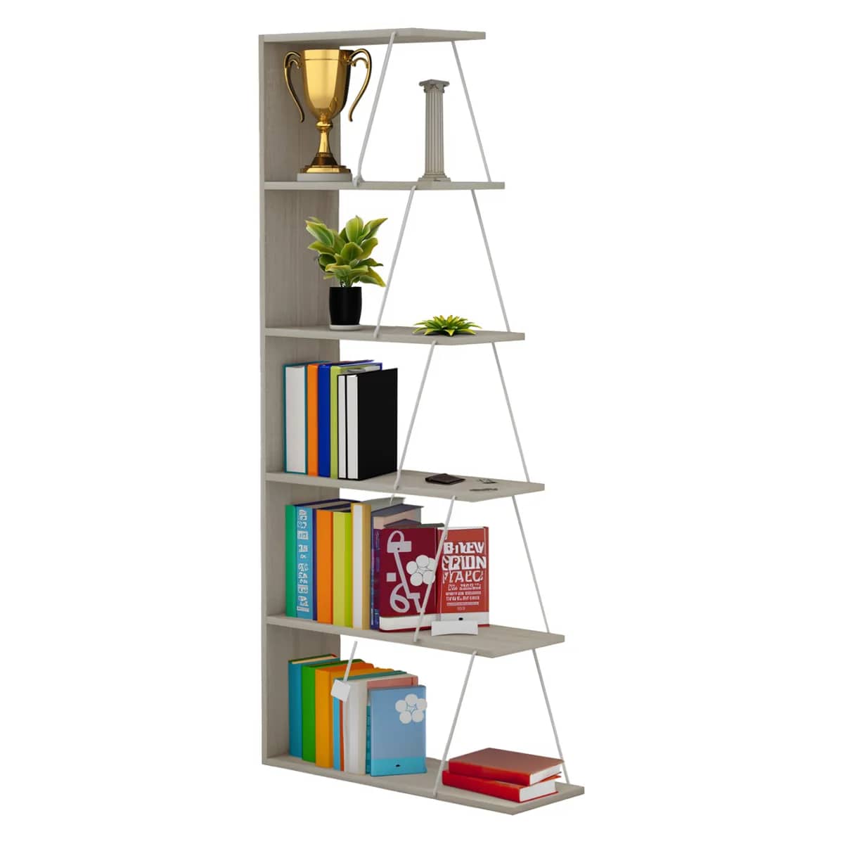 RAFT MINI TARS HM2241.11 MELAMINË SONOMA – KANALE METALIKE TË BARDHA 65x22-24x146Hcm
