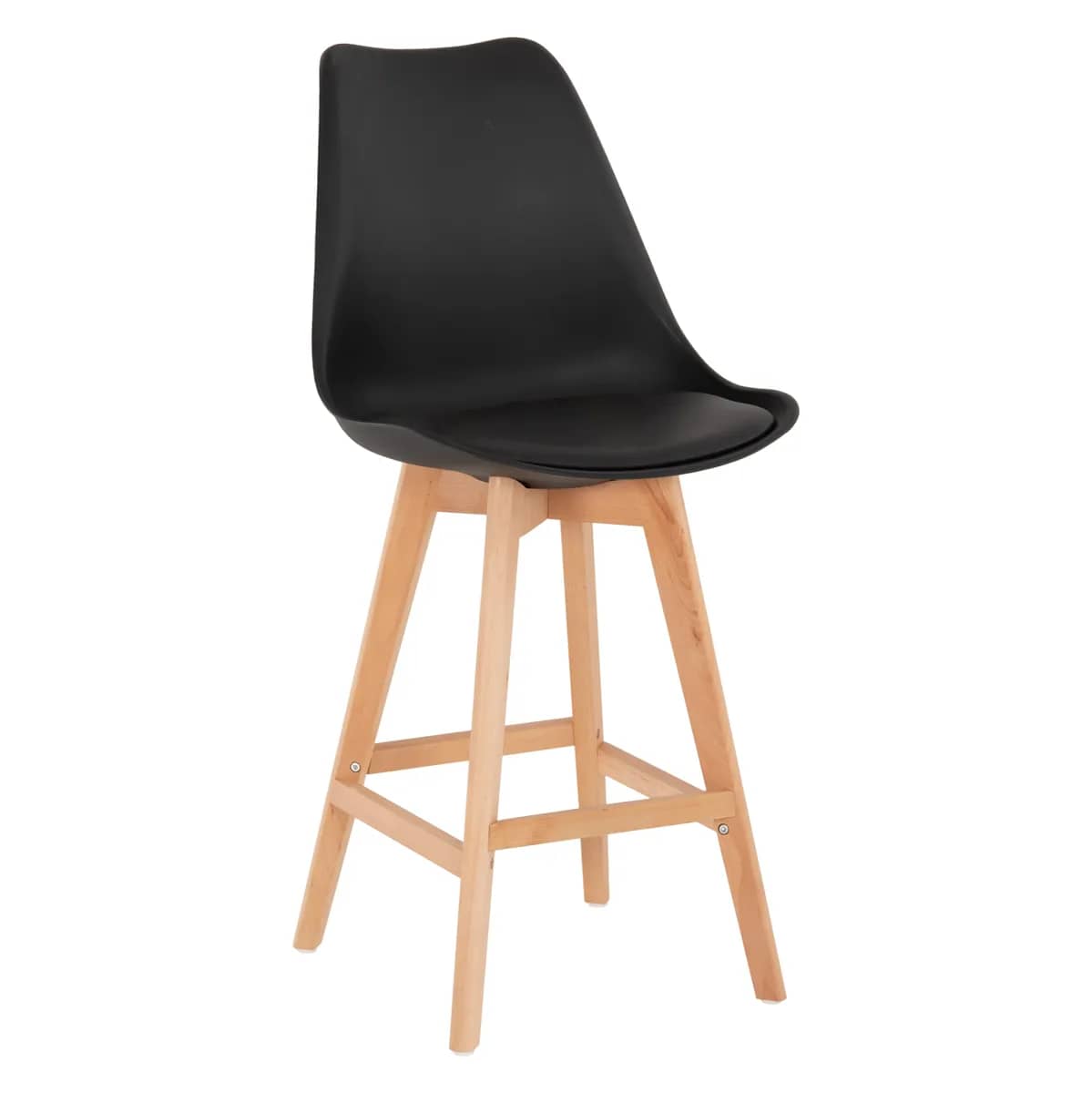 Stol Bari Vegas HM8000.22 – Lartësi Mesatare, Polypropylene i Zi me Karkas Druri Beech Natyral, 47x58x100H cm