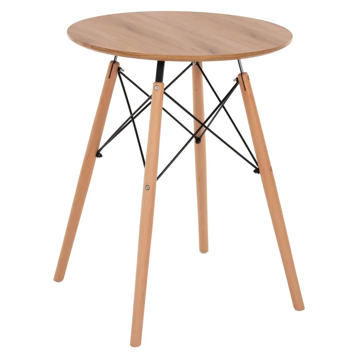 TAVOLINË RRETHORE MINIMAL HM0060.04 – MDF NË NGJYRË NATYRALE, KËMBË DRURI FAGE NË NGJYRË NATYRALE, Φ60x76H cm