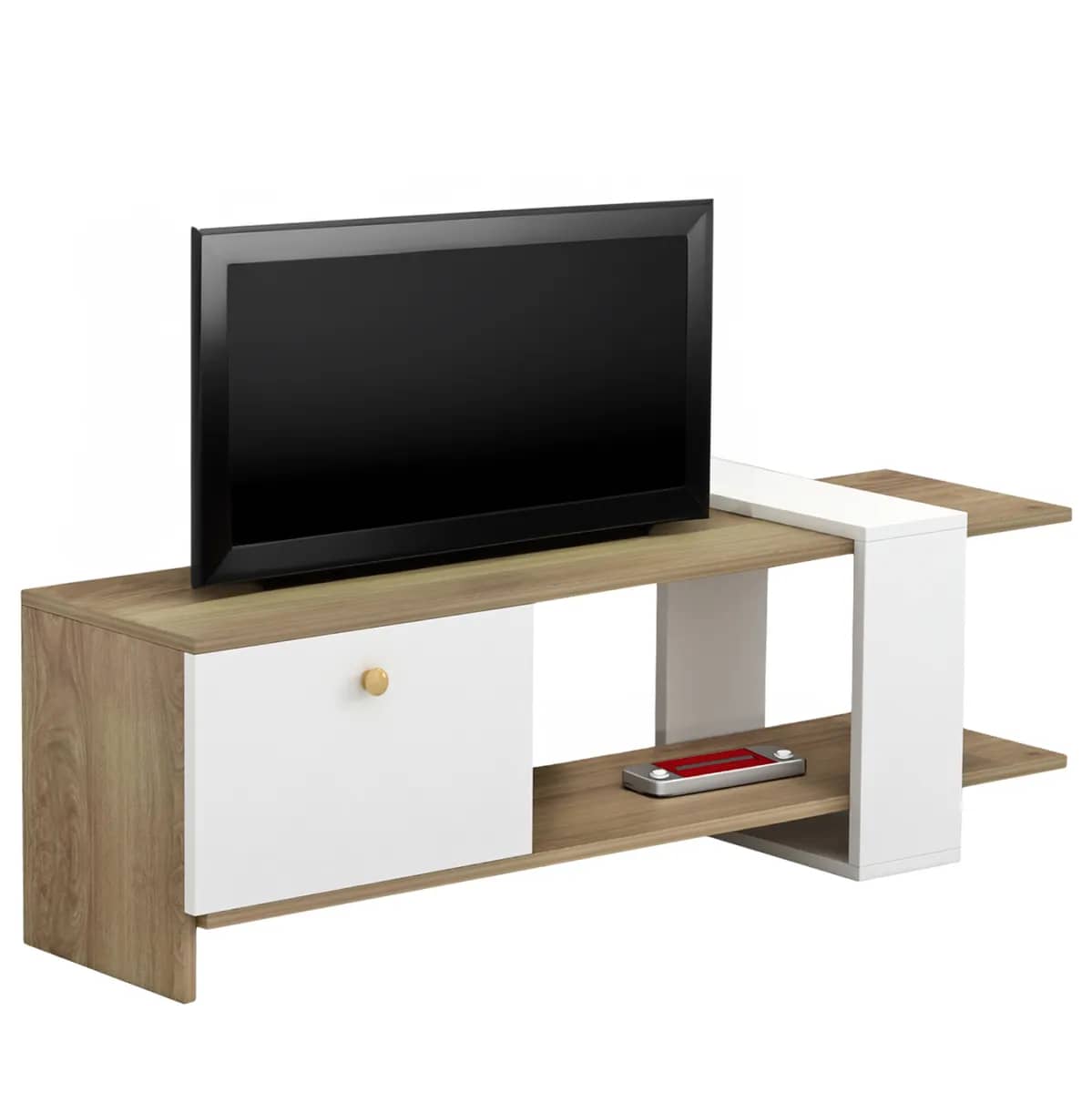 Mobilie TV HENRIETTE HM8900.11 – Melamine në Sonama-Bardhë 120x25x37Hcm