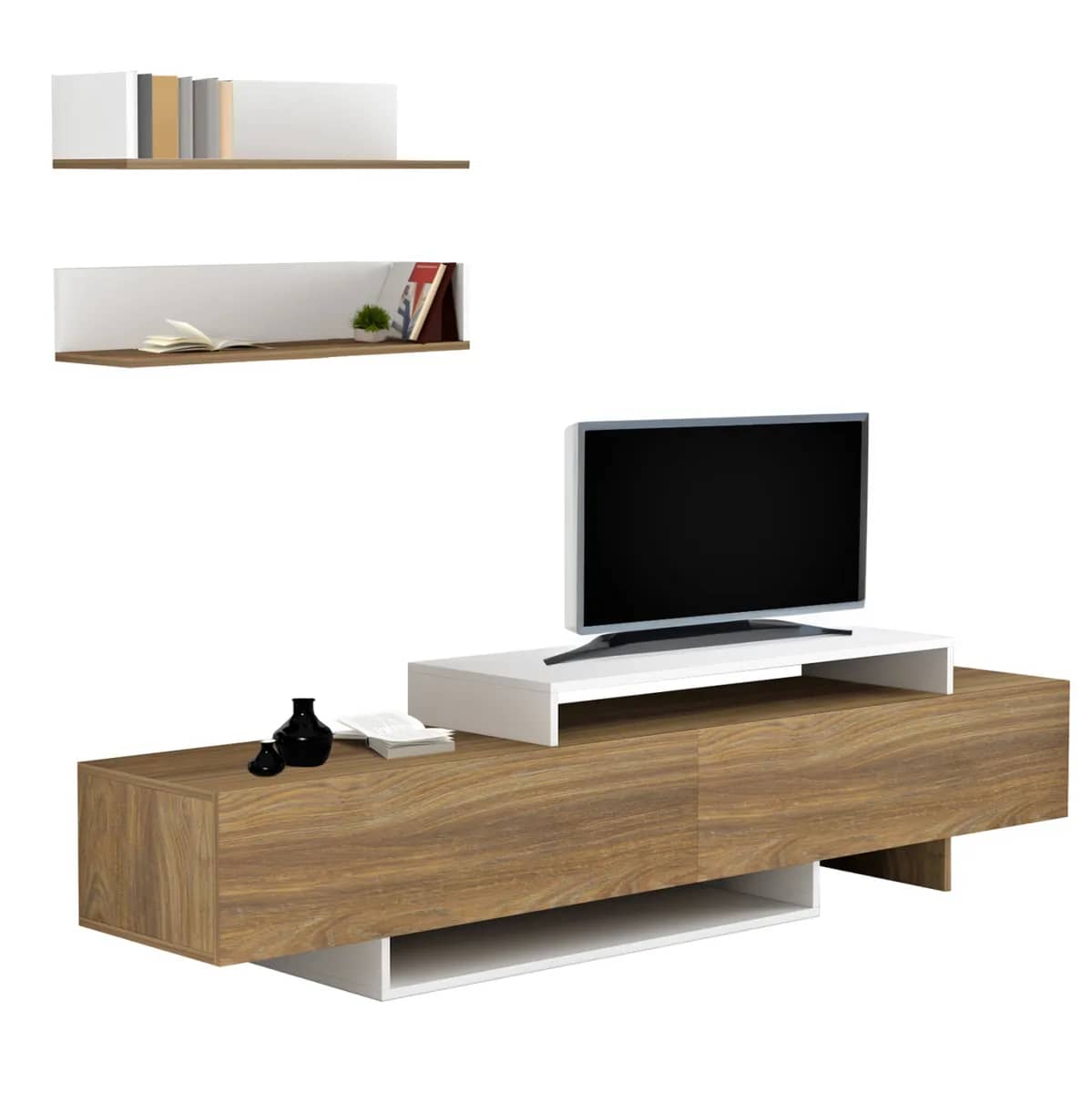 SET MOBILIE TV EDUARDO HM8909.11 – MELAMINË NGJYRË NATURALE-DHE E BARDHË