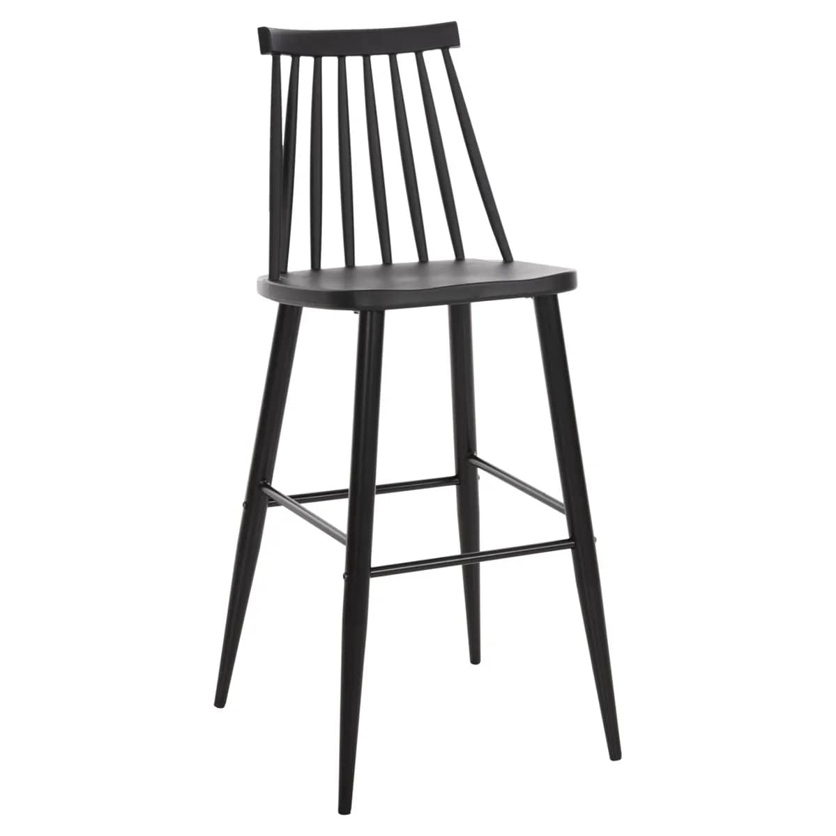Karrike bari me sedilje të lartë VANESSA HM8459.12 – PP e zezë & këmbë metalike të zeza – 47x48,5x107H cm
