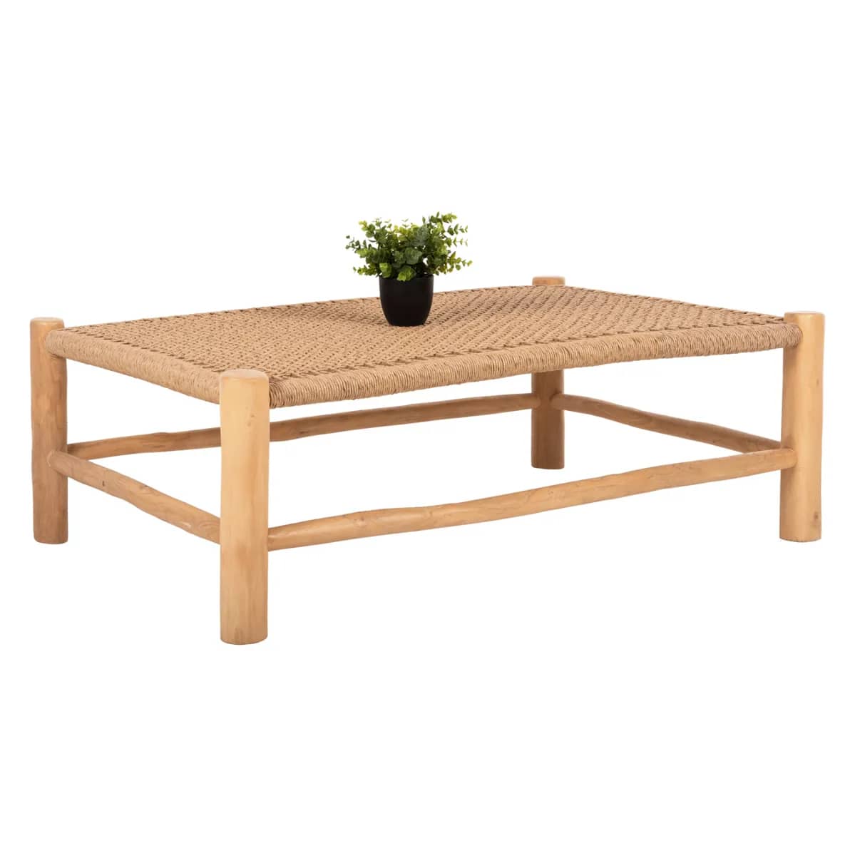 TAVOLINË KAFEJE LONDER HM5985 DRURI TEAK – RATTAN SINTETIK – NGJYRË NATYRALE 119x79,5x41H cm
