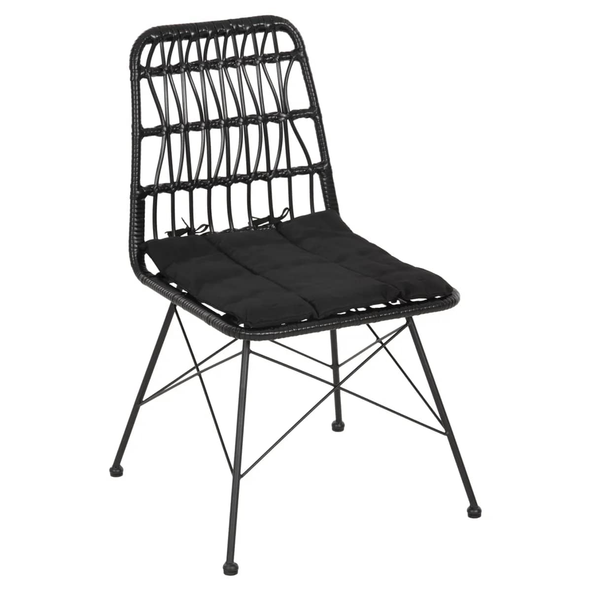 KARRIGE PËR AMBIENTE TË JASHTME ALLEGRA HM5453.12 – METAL, JASTËK, RATTAN I ZI 52x52x83.5H cm