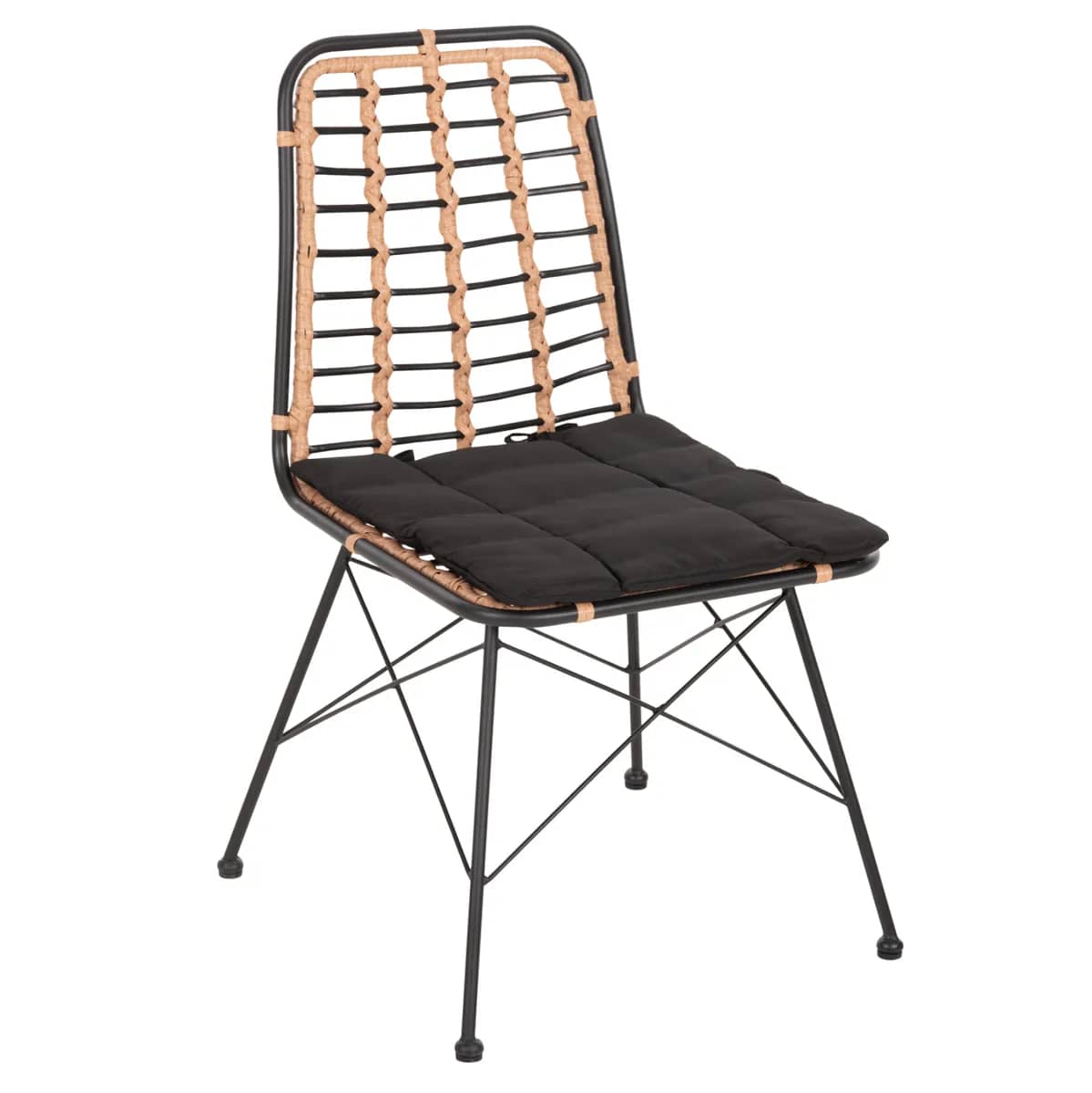 Karrige darke metalike ALLEGRA HM5691.11 Wicker në ngjyrë bezh-e zezë 51x54x84H cm
