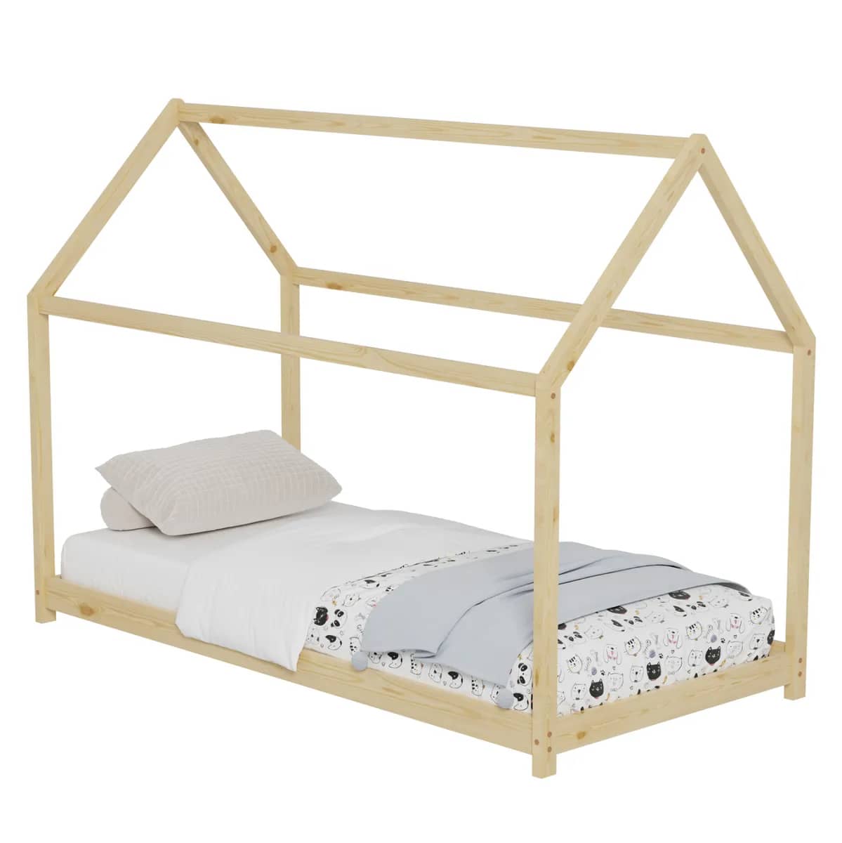 SHTRAT PËR FËMIJË PEPE HM677.01 TIP MONTESSORI PREJ DRURI PISHË MASIVE NË NGJYRË NATYRALE – 190x90 cm