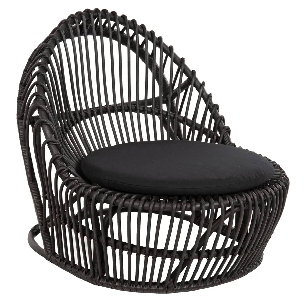 Karrige me krahë ENTROPY HM9840.03 – Rattan Natyral e Politur me Jastëk, e Zezë