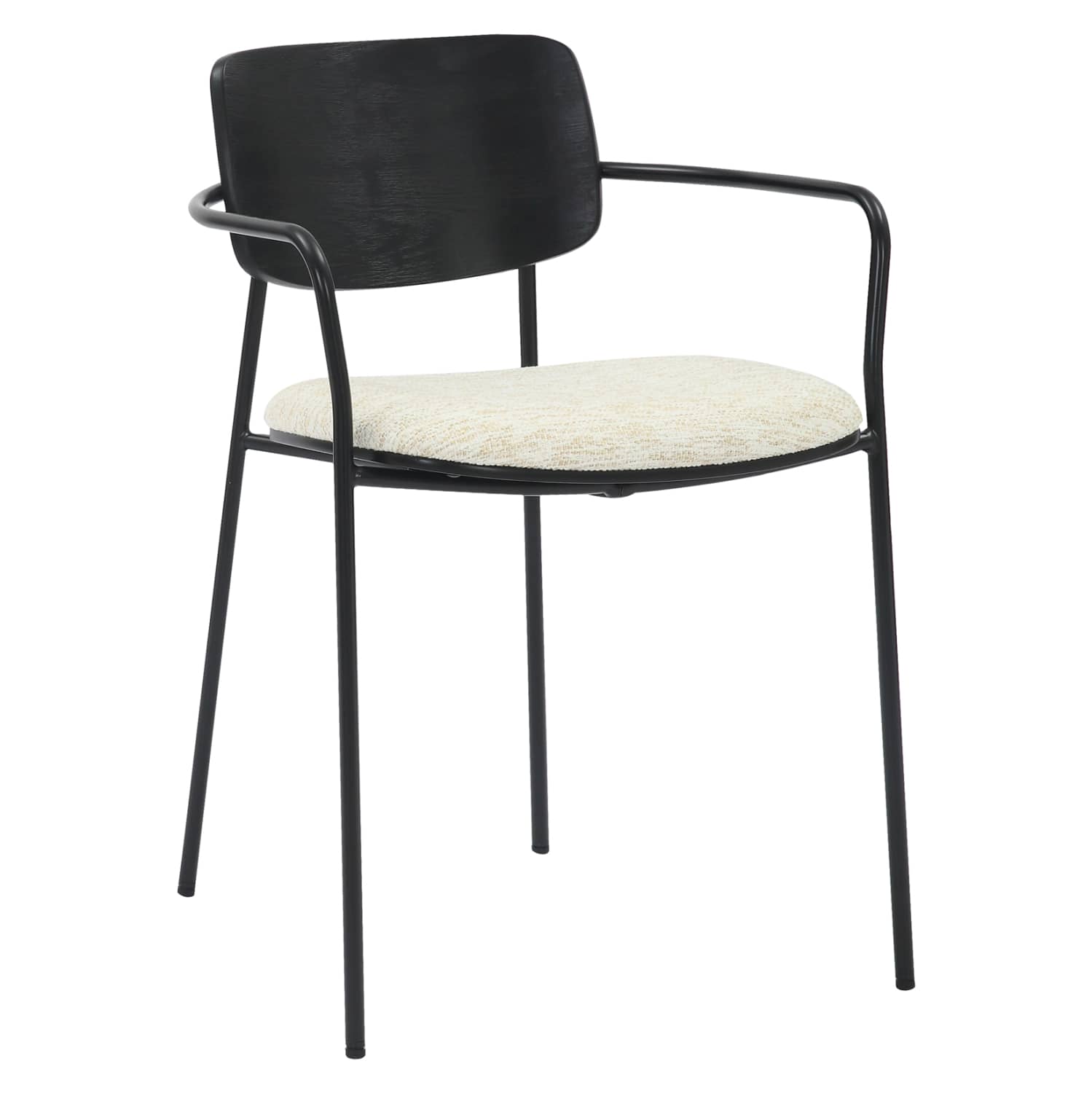 KARRIGE E TRAPEZE VIKKI HM9980.02 – METAL & PLYWOOD NË TEKSTIL BLACK-ECRU 54x54x75.5H cm