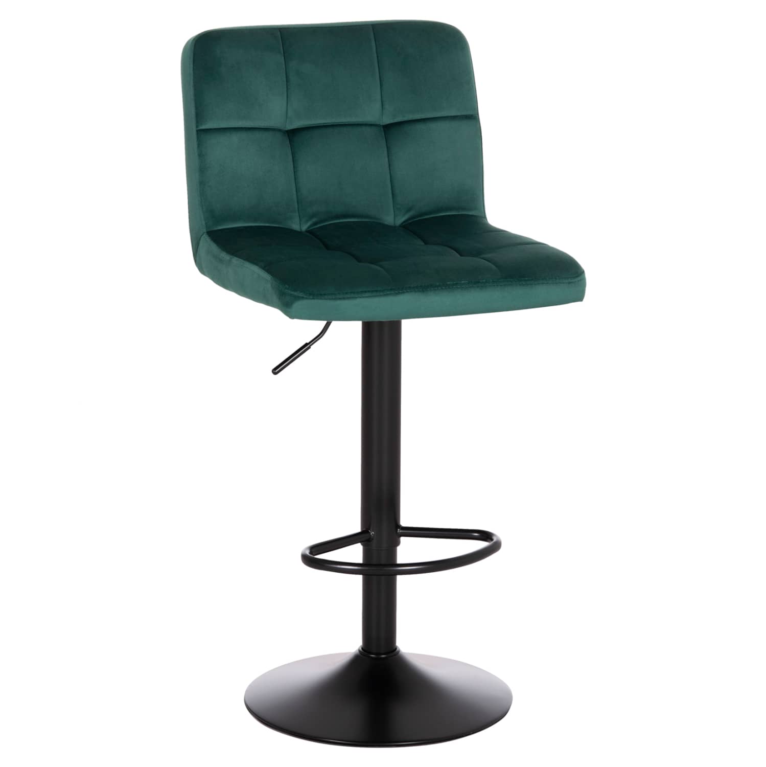 TABURE BARI RROTULLUES DIANA – VELUR NGJYRË CYPRESS GREEN, KOLONË METALI E ZI MAT HM202.43