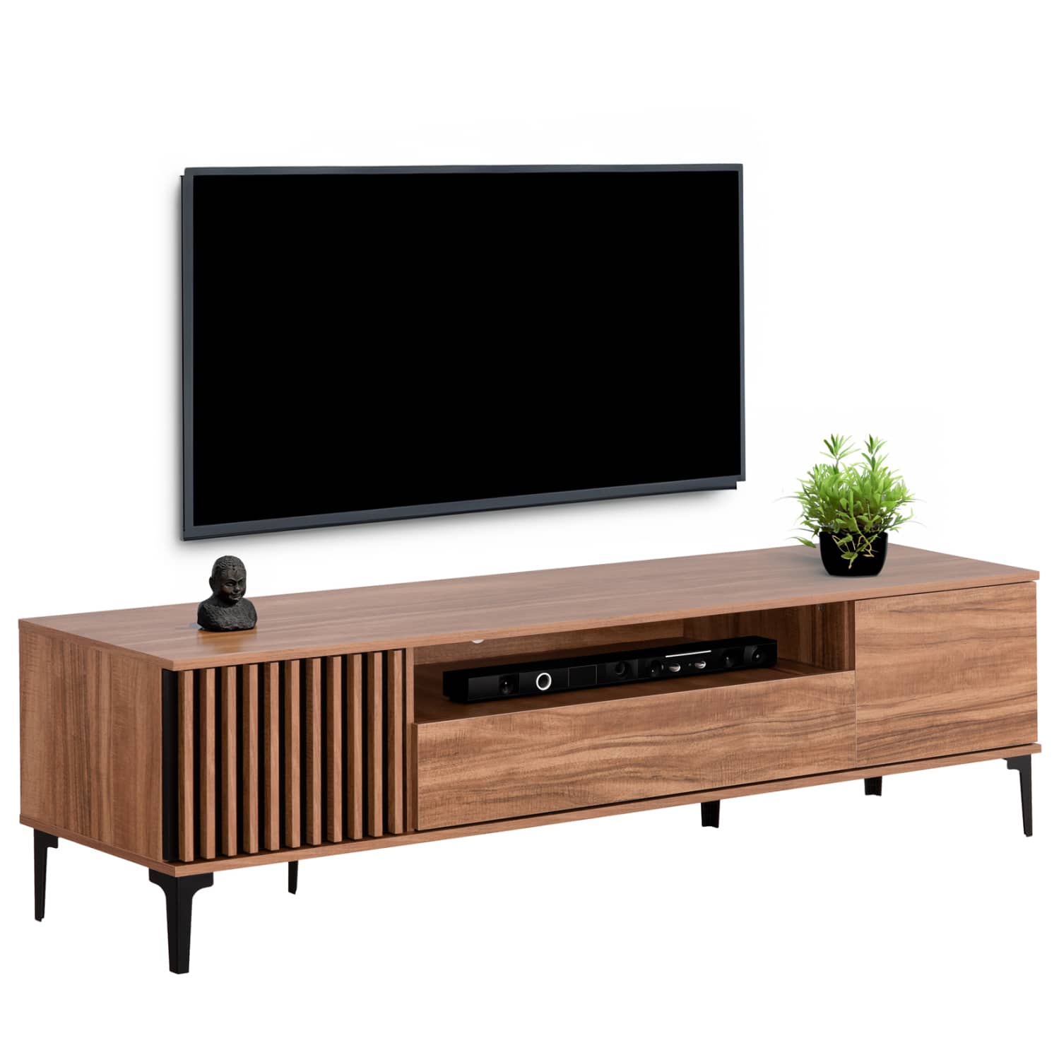 MOBILIE TV SERIA HARRY HM18008.01 – MELAMINË NGJYRË DRURI NATURAL DHE E ZEZË 200x40x47,5H cm