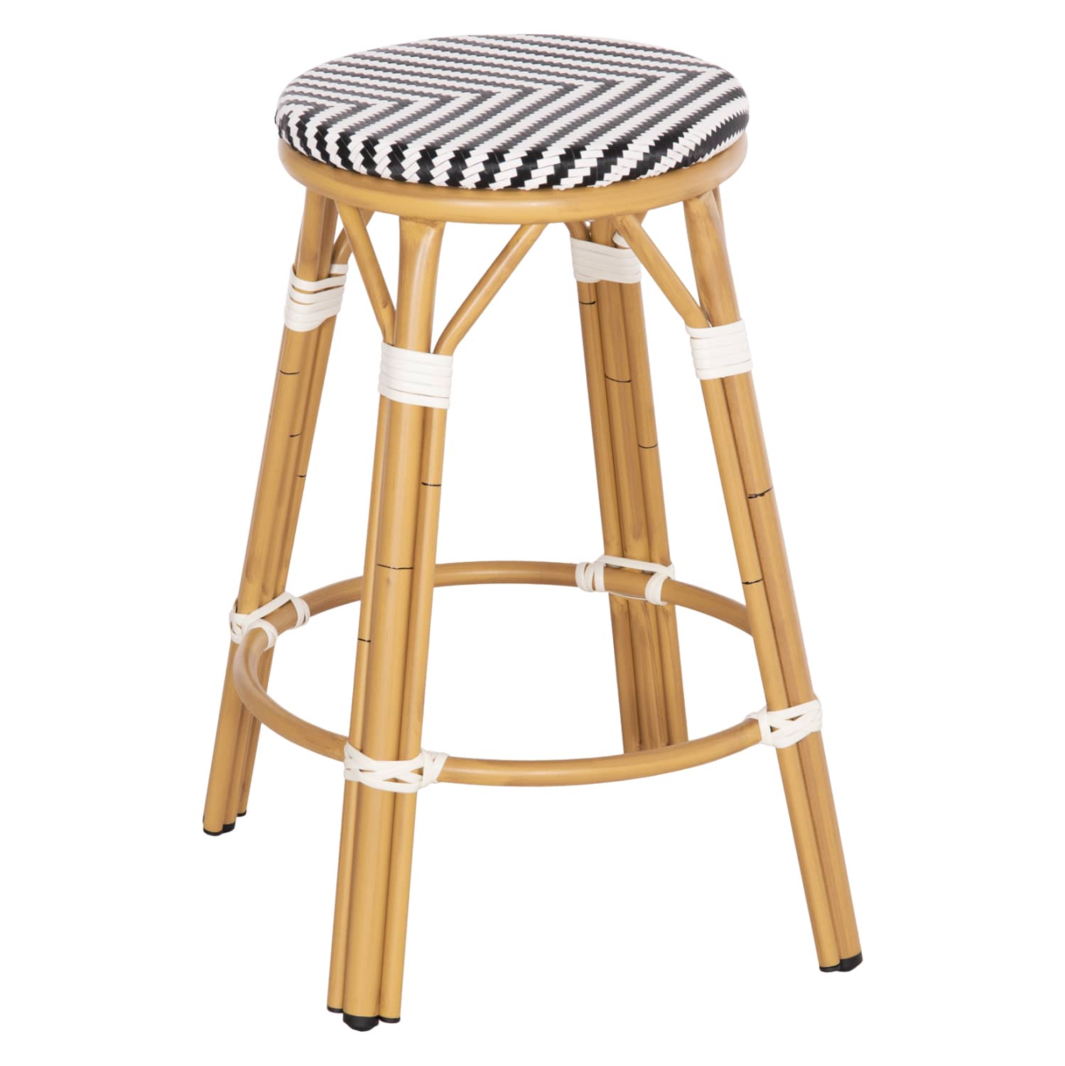 STOL BAR ME LARTËSI MESATARE ALUMINIUM CHINO HM6286.03 – NGJYRË BAMBU & TEXTILENE E ZEZË