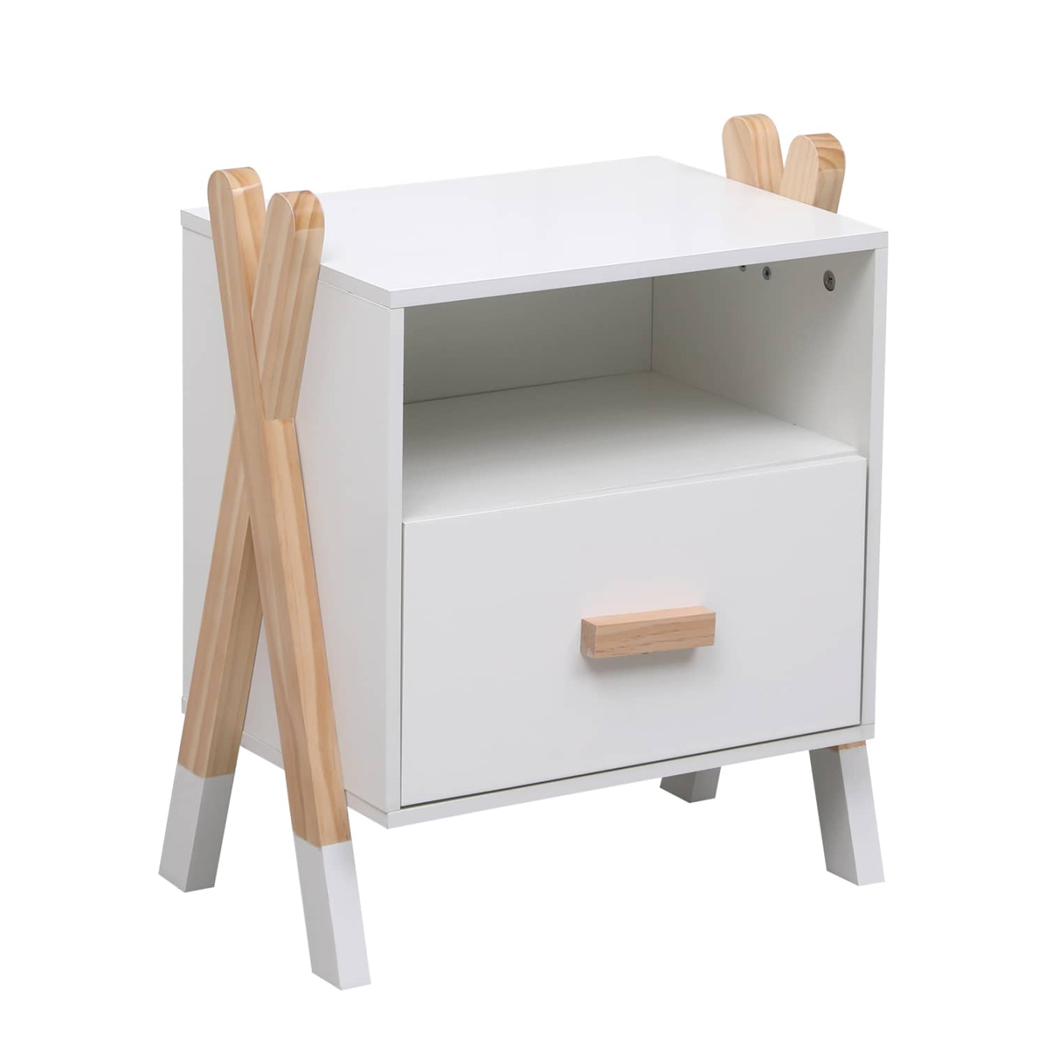 STAND PRANË SHTRUKËS PASCHAL HM2488.03 MELAMINË E BARDHË – DRURI PINI NË NGJYRË NATYRALE 46x30x55H cm