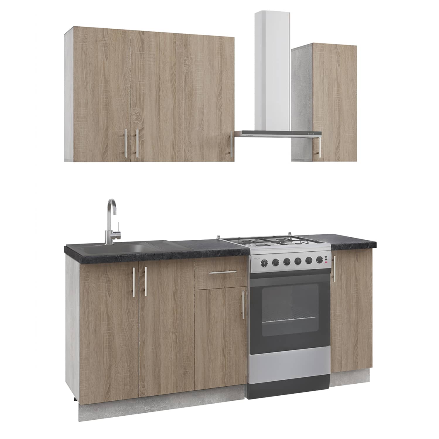 KOMPOZICION KUZHINE HM2465.01 – Melaminë Sonoma me countertop laminat, 120x47x84,8H cm