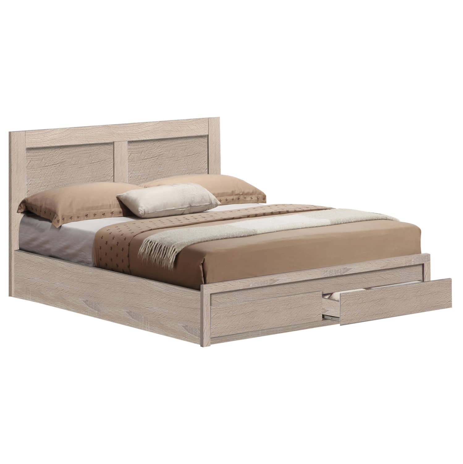 Shtrat CAPRI HM665.02 Melamine në Ngjyrë Sonoma me 2 Sirtarë për Dyshek 120x200 cm
