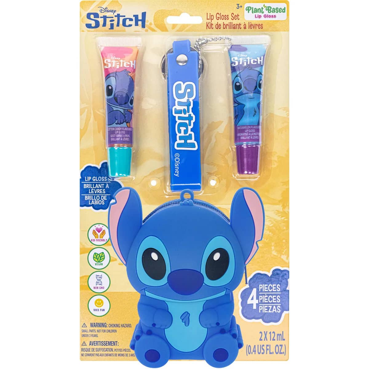 Set Disney Stitch me shkëlqyes buzësh dhe çantë me kapëse