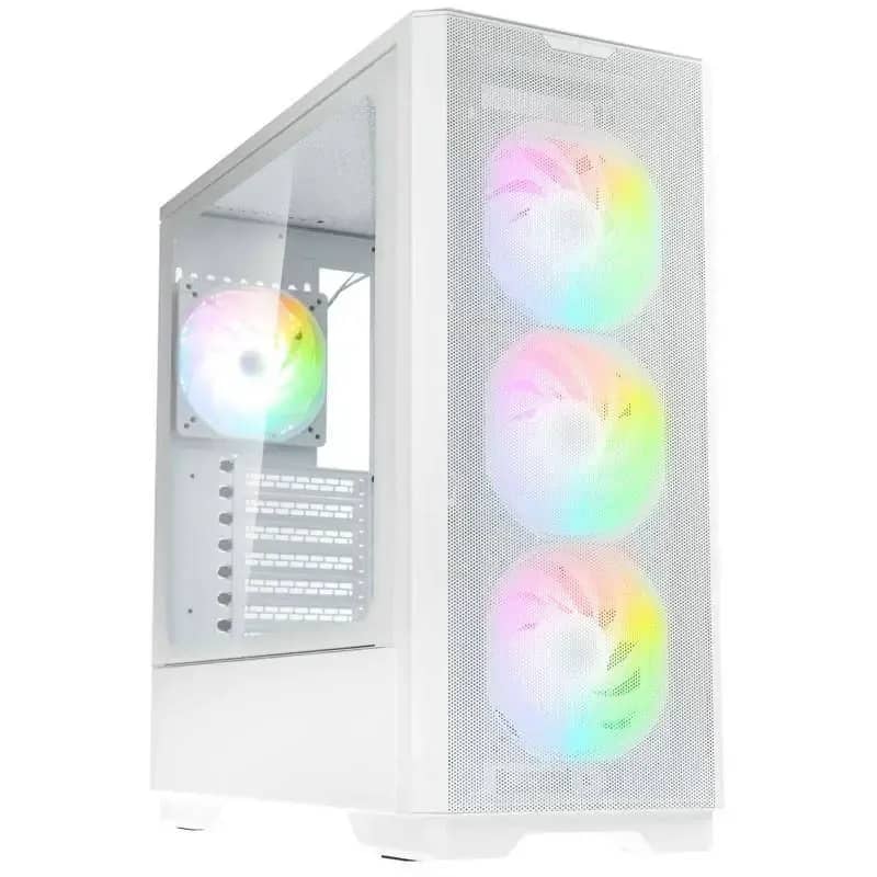 Kasa PC Kolink Unity Solar Mesh ARGB – Mid-Tower, 4 Fan ARGB të Parainstaluar, Panel Xhami i Temperuar & Front Mesh – White