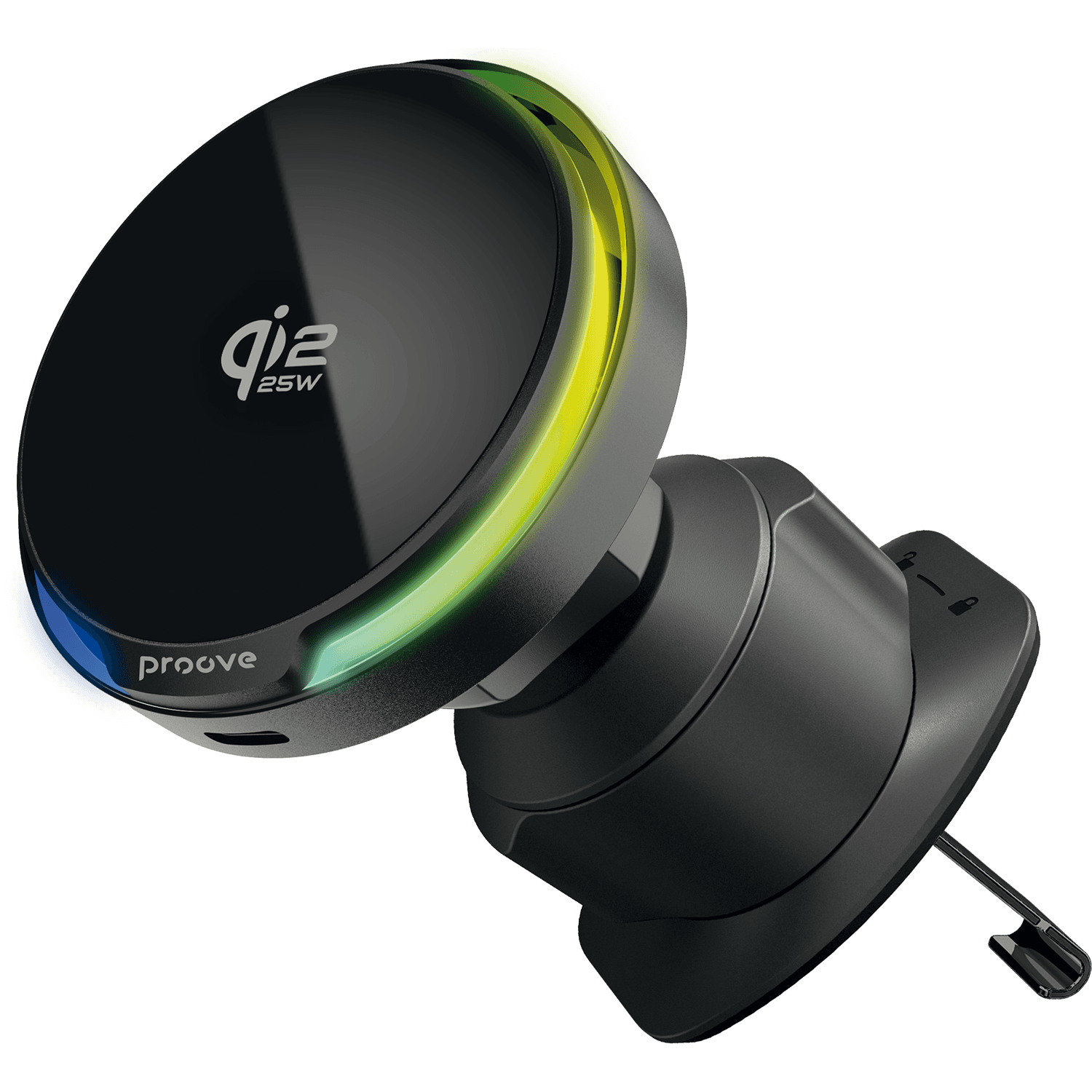 Mbajtëse veture me karikim wireless Proove Spark, Qi2.2, 25W, për ventilim, e zezë
