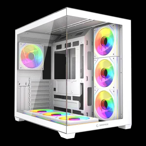 Kasë Per pc Rampage ARES ATX Mid-Tower me 7× ARGB Fan dhe PSU 750 W 80 Plus Bronze – Tempered Glass