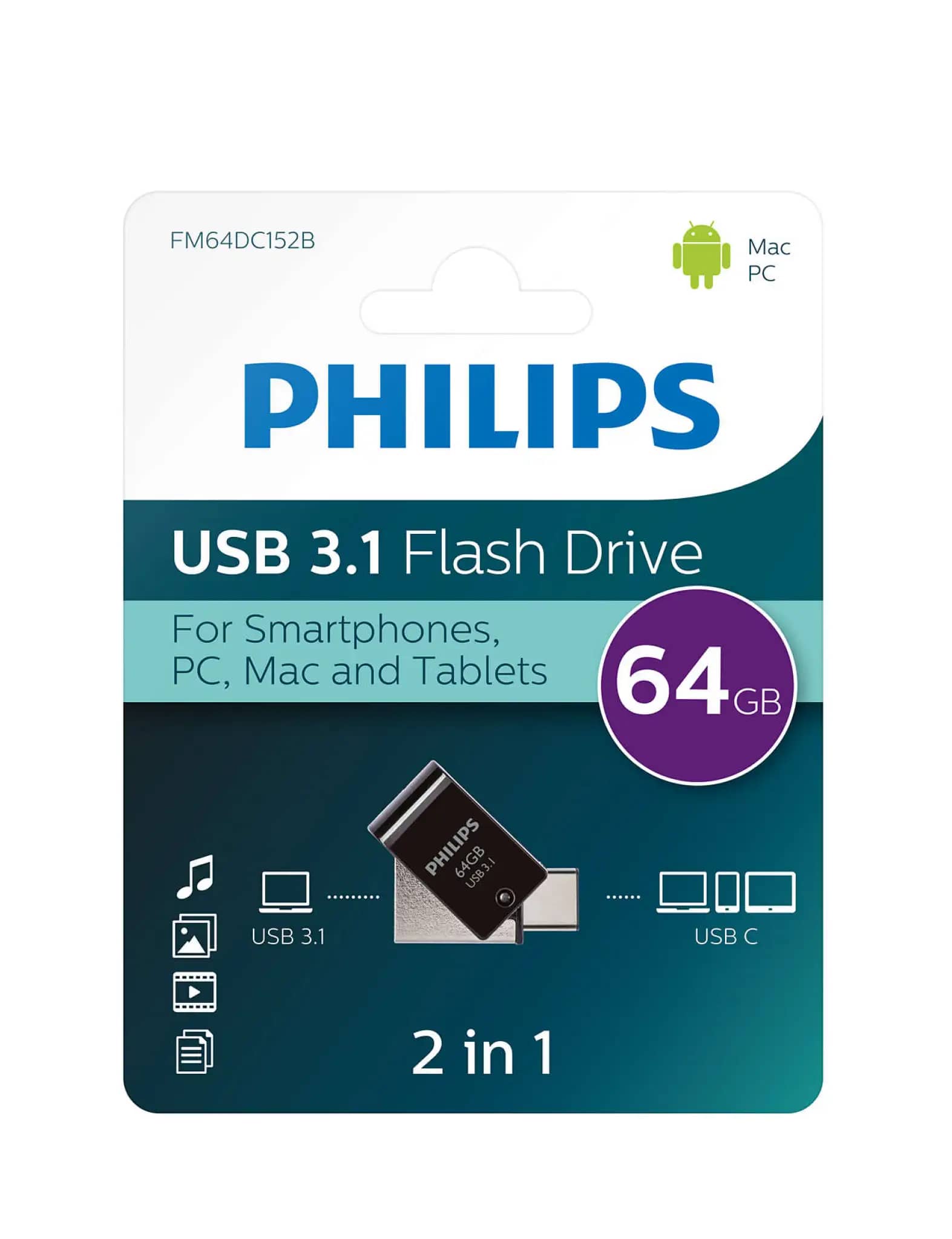 Philips Kapaciteti: 64GB Shpejtësia maksimale e leximit: 180 MB/s Shpejtësia maksimale e shkrimit 25 MB/s