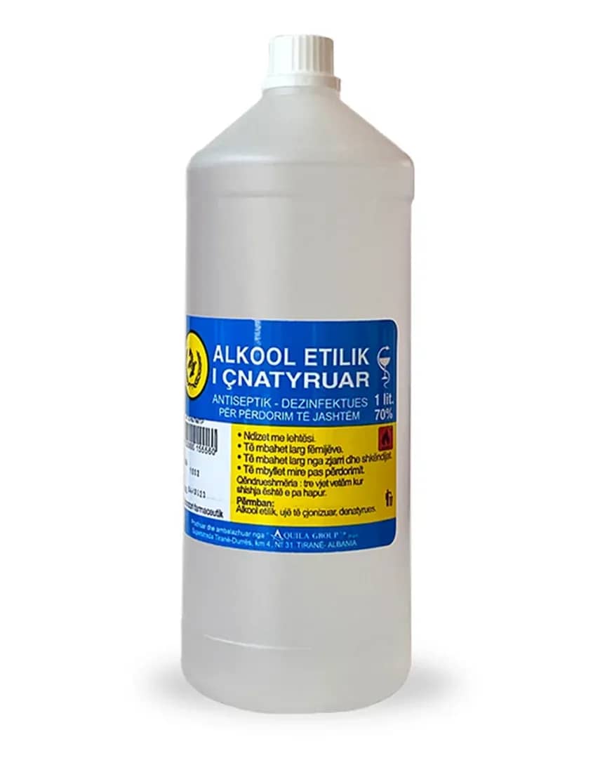Alkool etilik 70% antiseptik dhe dezinfektues, 1 L
