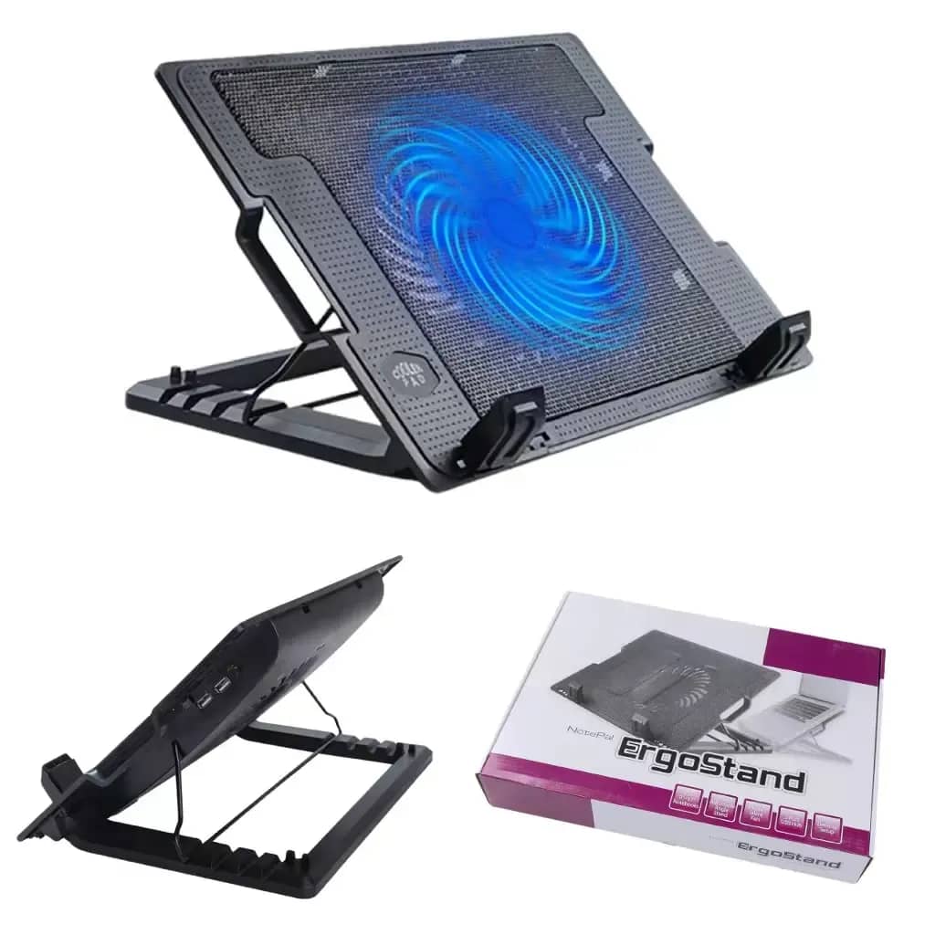 Mbajtëse për laptop me ventilator Hutini, i zi 6014